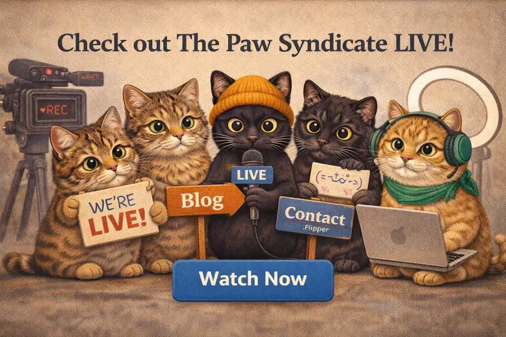 Cats promoting a live stream event.